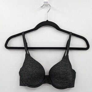 Victoria's Secret Bra Women's 34C Black Heather Uplift Semi Demi